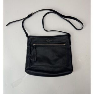 Kate Spade Black Pebbled Leather Crossbody Bag Tassel Zip Pocket Medium